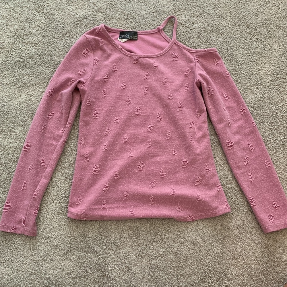 CHIC2CHIC once shoulder long sleeve shirt